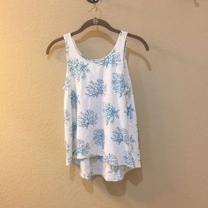 Coral Print Old Navy Hi-Lo Tank Top
